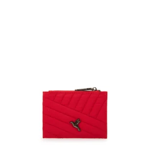 Tarjetero con ventana sarina pequeña rojo