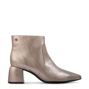 Botin Taco colbert cuero plateado oscuro