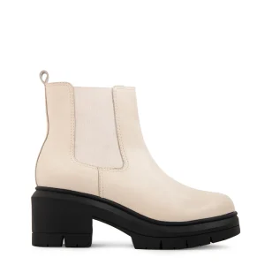 Botin Taco jacinta cuero blanco crudo