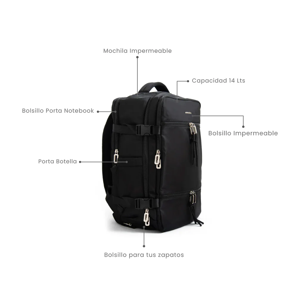 Mochila travel con tapa grande vesta negro - Imagen 5