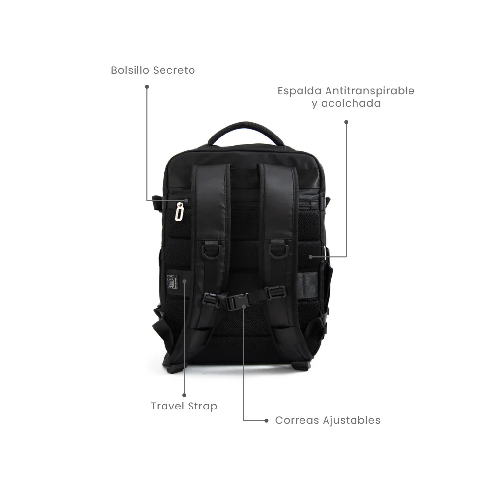 Mochila travel con tapa grande vesta negro - Imagen 6