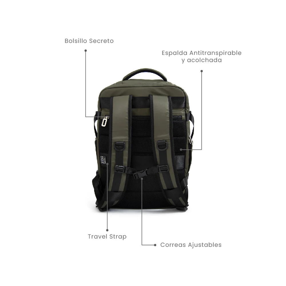Mochila travel con tapa grande vesta verde oliva - Imagen 6